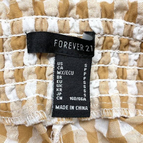 Forever 21 Gingham Plaid Skort‎ Size Small High Rise Seesucker Tan Shorts Skirt - Picture 7 of 8